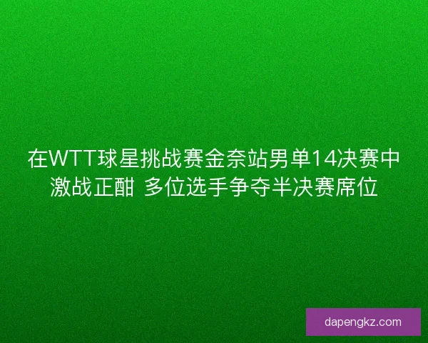 在WTT球星挑战赛金奈站男单14决赛中激战正酣 多位选手争夺半决赛席位