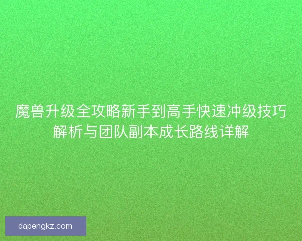 魔兽升级全攻略新手到高手快速冲级技巧解析与团队副本成长路线详解